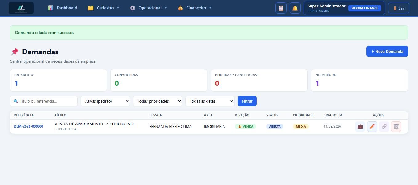 Tela do Nexum Finance